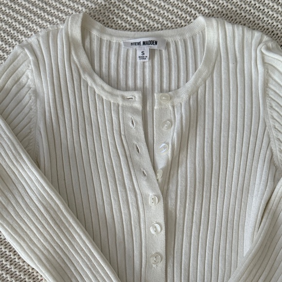 Steve Madden Ivory Ribbed Women's Sweater Dress - Picture 3 of 6